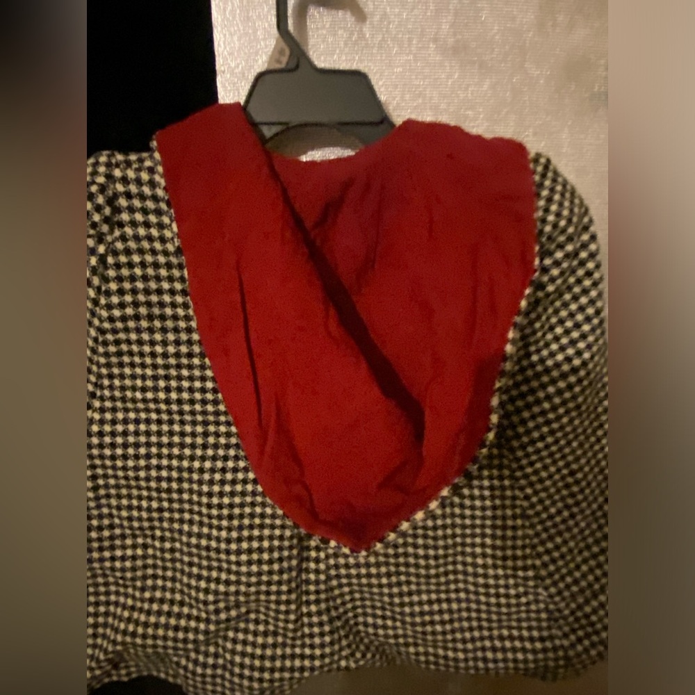 Vintage Houndstooth Crimson Childs / Small Cape w/ Hood #9582 - Picture 10 of 14
